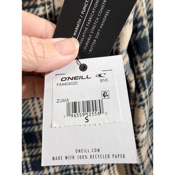 Oneill Zuma Superfleece Shacket Size S NWT Snap-Up Plaid Chest Pocket Side Pkt - Picture 7 of 10